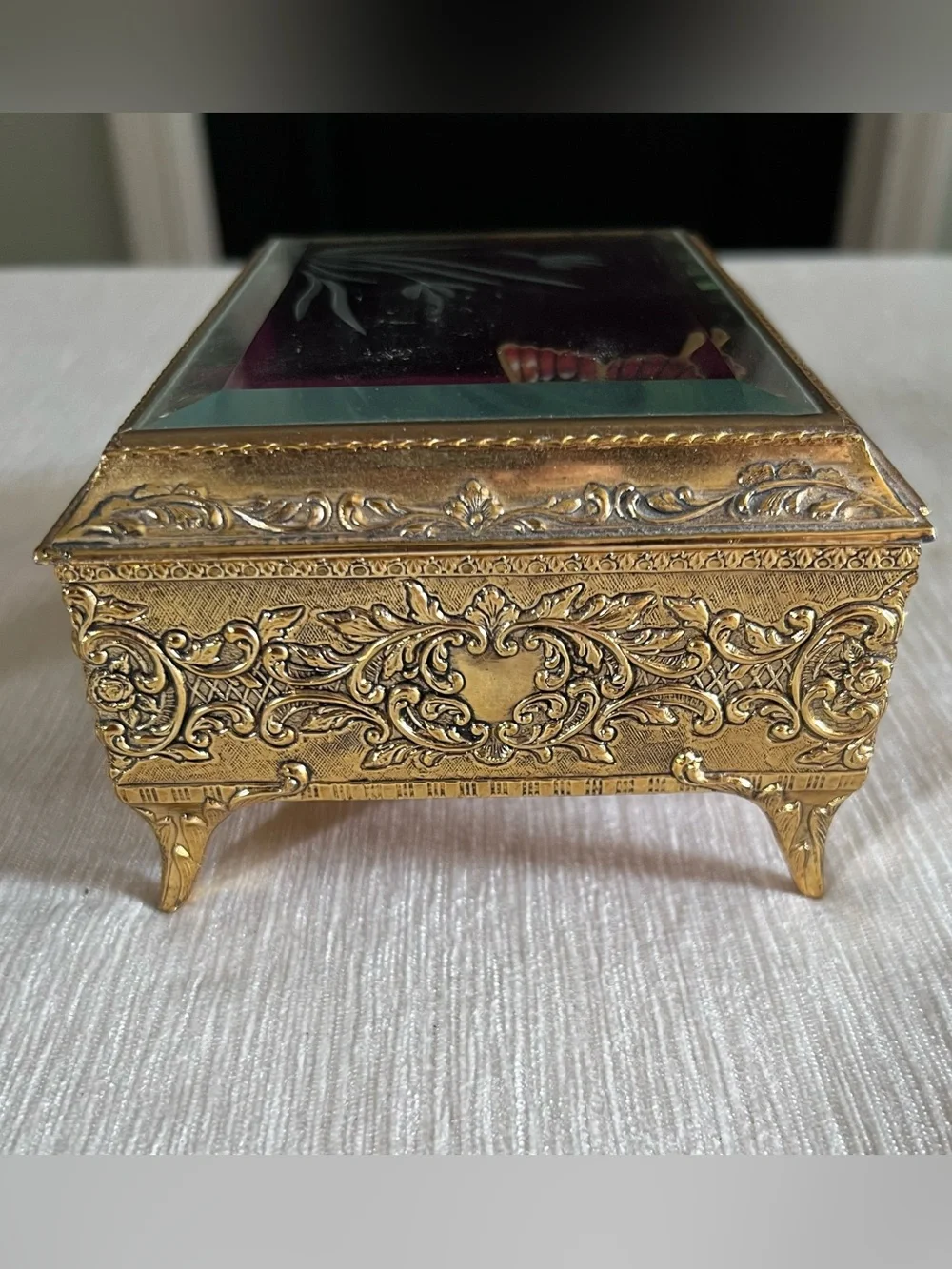 VTG Westland Enamel Butterfly Automaton Musical Jewelry Box Plays Memory